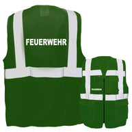 Feuerwehr-Multifunktionsweste mit Taschen, Reißverschluss und retroreflektierendem Aufdruck in verschiedenen Farben und Größen