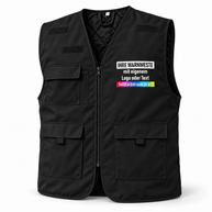 Gefütterte Korntex Arbeitsweste „Kiel“ in Schwarz aus gestepptem Material, mit Reißverschluss und mehreren Taschen.