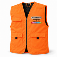 Gefütterte Korntex Arbeitsweste „Kiel“ in Orange aus Polyester mit schwarzem Steppfutter, Reißverschluss und mehreren Taschen.