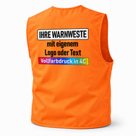 Arbeitsweste in leuchtendem Orange aus glattem Polyester, ohne Reflexstreifen, mit farbigem Aufdruck; Gefütterte Korntex Arbeitsweste „Kiel“