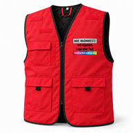 Gefütterte Korntex Arbeitsweste „Kiel“ in Rot und Schwarz, mit Steppfutter, Reißverschluss und mehreren Taschen.