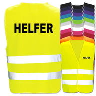 Helfer-Warnweste mit zwei Leuchtstreifen in verschiedenen Farben und Größen