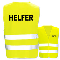 Helfer-Warnweste mit zwei reflexstreifen in gelb und orange, verschiedene Größen und individuell bedruckbar