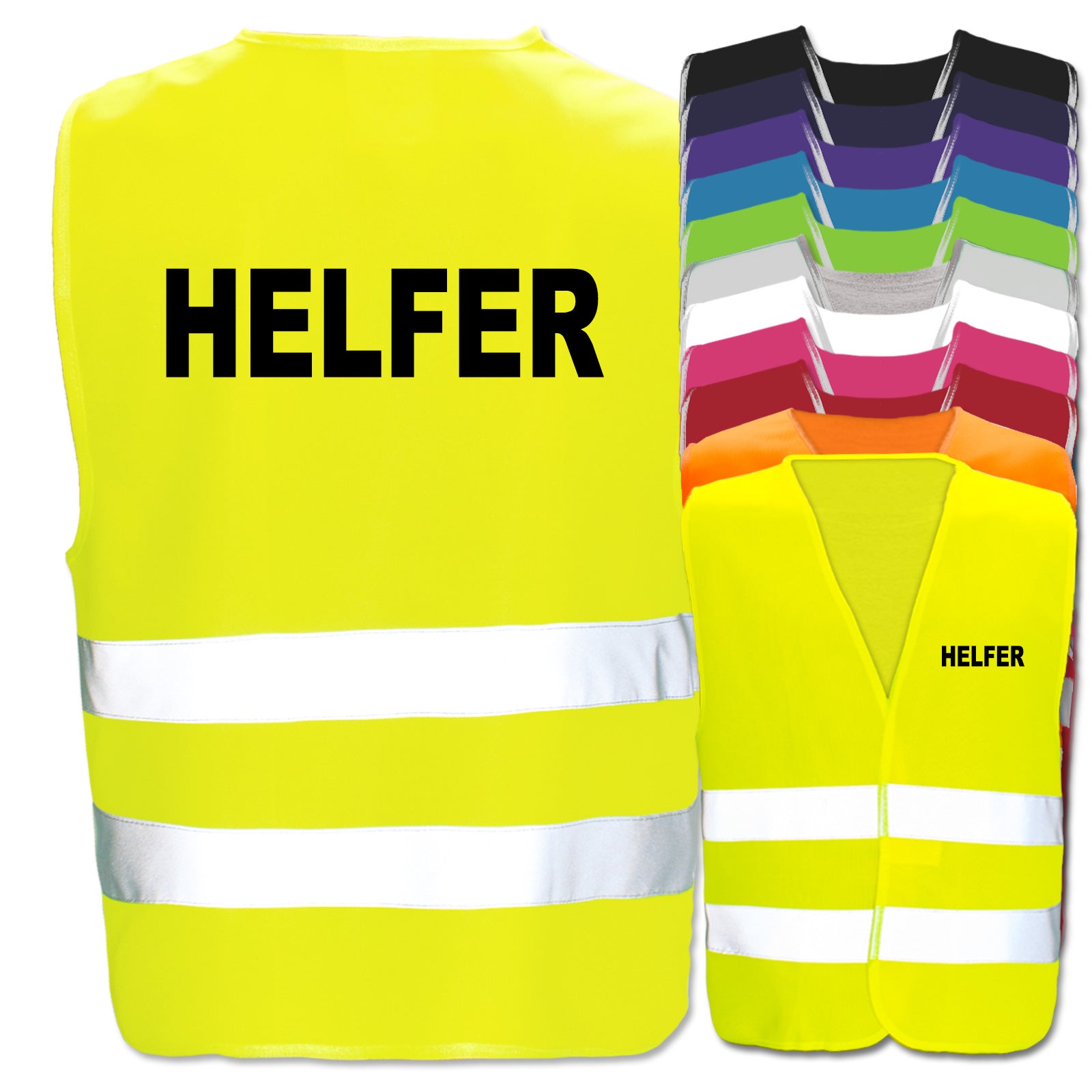 Helfer-Warnwesten mit zwei Leuchtstreifen // viele Farben und Größen // abweichender Begriff möglich