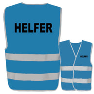 Helfer-Warnweste mit zwei reflektierenden Leuchtstreifen in verschiedenen Farben und Größen