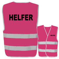 Helfer-Warnweste mit zwei reflektierenden Leuchtstreifen in verschiedenen Farben und Größen