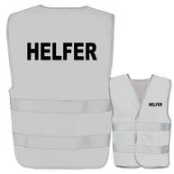 Helfer-Warnweste mit zwei reflektierenden Leuchtstreifen in verschiedenen Farben und Größen