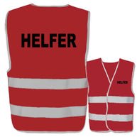 Helfer-Warnweste mit zwei Leuchtstreifen in verschiedenen Farben und Größen, reflektierender Druck für hohe Sichtbarkeit