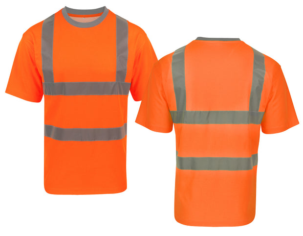 Korntex Hi-Vis T-Shirts "Barcelona" mit 4 Leuchtstreifen und Polycotton // Warnschutz-Shirt in Signalfarben // optional mit Aufdruck