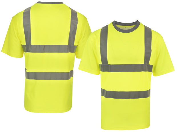 Hi-Vis T-Shirts Korntex Barcelona in Neon-Gelb mit 4 reflektierenden Streifen und Baumwoll-Polyester-Mischung
