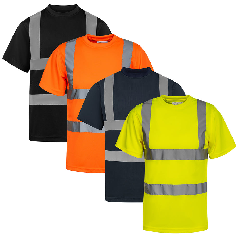 Korntex Hi-Vis T-Shirts "Cordoba" mit 4 Leuchtstreifen und Micro-Polyester // Warnschutz-Shirt in Signalfarben // optional mit Aufdruck