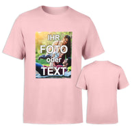 Unisex T-Shirt aus 100% Baumwolle vollfarbig bedruckt mit individuellem Foto, Text oder Logo auf Front und Rücken