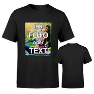 Unisex T-Shirt aus Baumwolle vollfarbig bedruckt mit individuellem Foto, Text und Logo