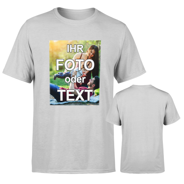 Unisex T-Shirt aus 100% Baumwolle, vollfarbig bedruckt mit individuellem Foto oder Text, hochwertig und OEKO-TEX zertifiziert