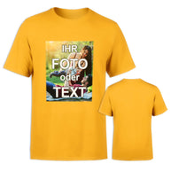 Bedrucktes Unisex T-Shirt aus 100% Baumwolle mit vollfarbigem Druck und individuellem Design