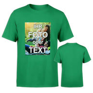 Bedrucktes Unisex T-Shirt aus 100% Baumwolle mit vollfarbigem Druck und individuellem Design
