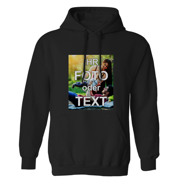 Schwarzer Kapuzen-Sweater Sol's Snake mit individuell bedruckbarem Foto oder Text, weiches Mischgewebe, frontaler Druck, Hoodies selbst gestalten