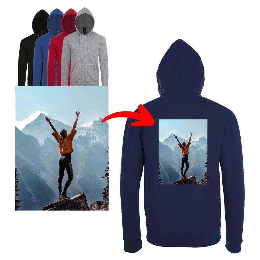 Bedruckte Kapuzenjacke Sol's Stone // Hooded Sweater mit eigenem Foto Text Logo gestalten