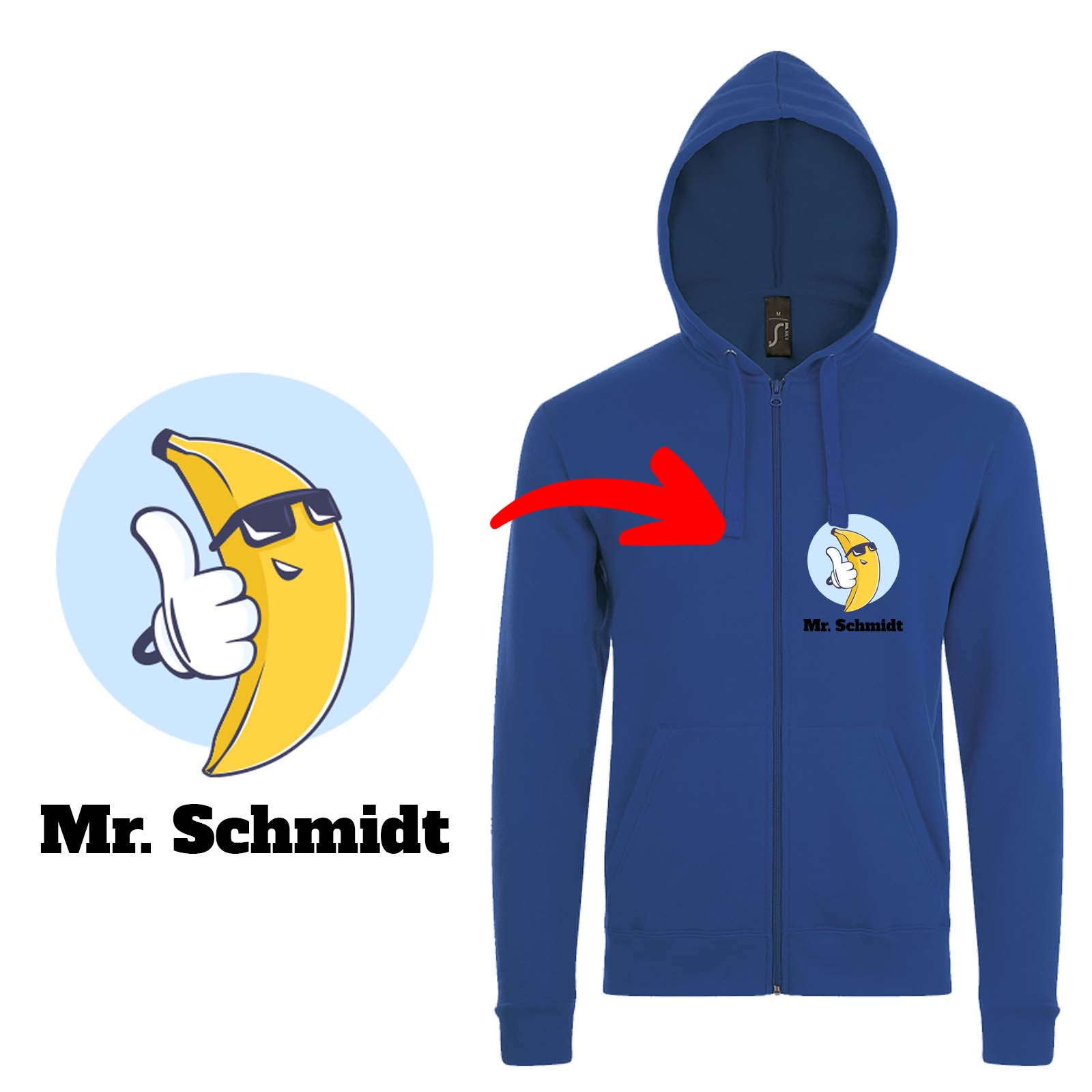 Bedruckte Kapuzenjacke Sol's Stone // Hooded Sweater mit eigenem Foto Text Logo gestalten