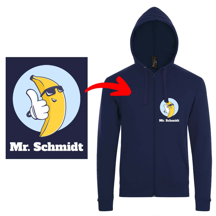 Bedruckte Kapuzenjacke Sol's Stone // Hooded Sweater mit eigenem Foto Text Logo gestalten