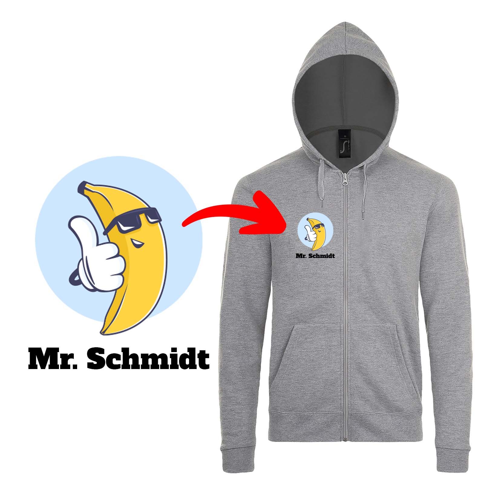 Bedruckte Kapuzenjacke Sol's Stone // Hooded Sweater mit eigenem Foto Text Logo gestalten