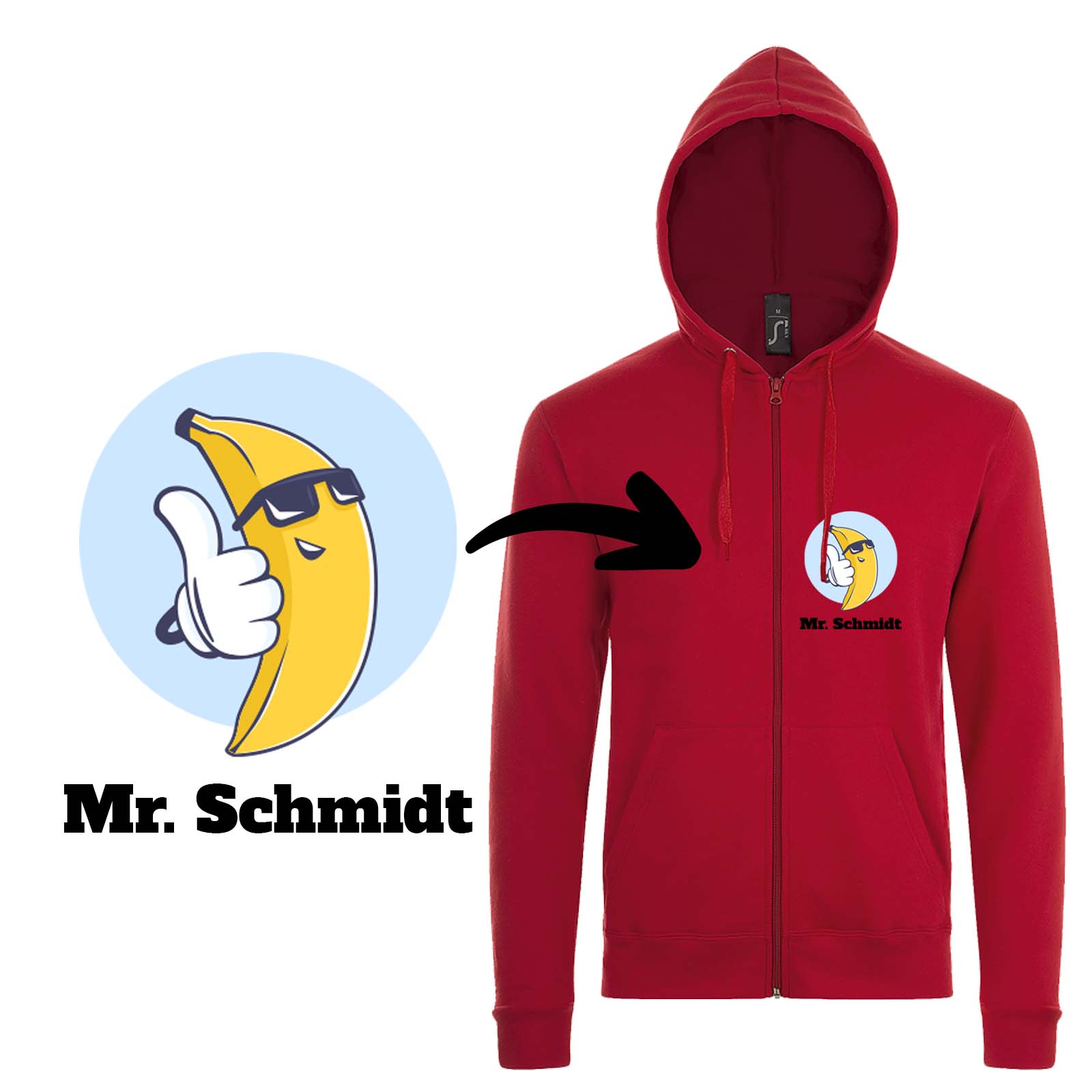 Bedruckte Kapuzenjacke Sol's Stone // Hooded Sweater mit eigenem Foto Text Logo gestalten