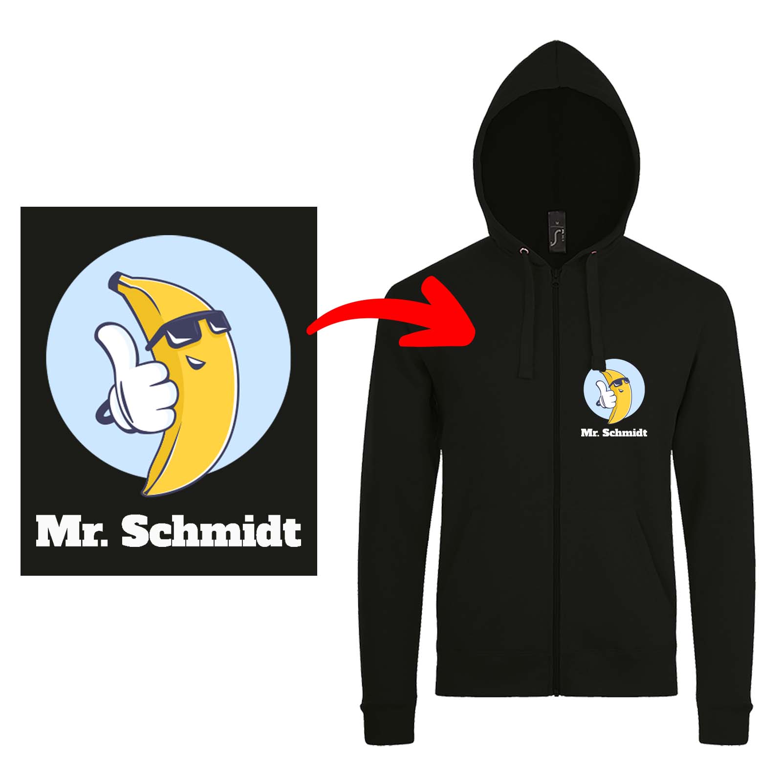 Bedruckte Kapuzenjacke Sol's Stone // Hooded Sweater mit eigenem Foto Text Logo gestalten