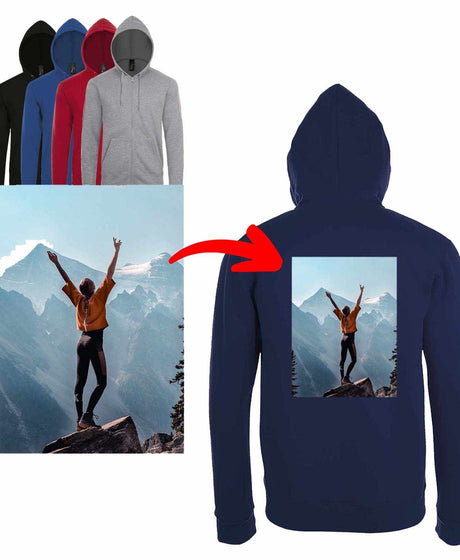 Bedruckte Kapuzenjacke Sol's Stone mit individuellem Foto und Text, Kapuzenjacken selbst gestalten, hochwertige Hoodie aus Baumwolle-Polyester-Mischgewebe, verschiedene Farben und Größen
