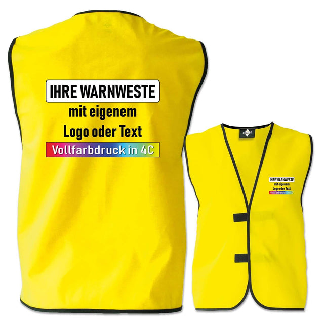 Korntex Kennzeichnungsweste Leipzig ohne Leuchtstreifen mit individuellem Vollfarbdruck in Gelb
