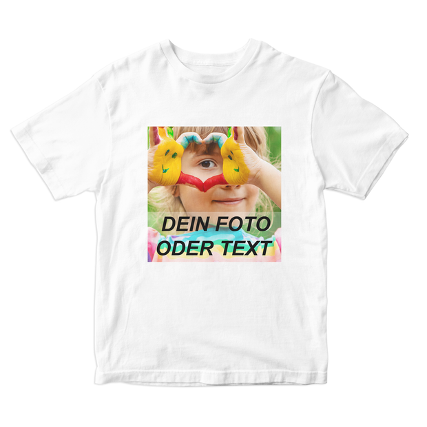 Weißes Kinder T-Shirt aus 100% Baumwolle mit individuellem vollfarbigem Fotodruck, personalisierbar mit Text oder Logo, Sol's Regent Kids Modell