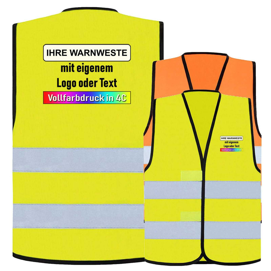 Korntex CO2-neutrale Warnweste KXEVW Paris mit zwei Reflexstreifen und Klettverschluss in leuchtender Farbe