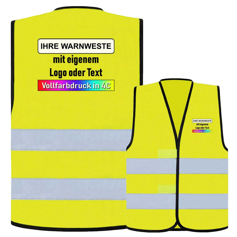 Korntex CO2-neutrale Warnweste KXEVW Paris mit reflektierenden Leuchtstreifen und Klettverschluss, EN ISO 20471 zertifiziert