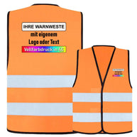 Korntex CO2-neutrale Warnweste KXEVW Paris mit zwei Leuchtstreifen, Klettverschluss und optionalem Druck, zertifiziert EN ISO 20471 Klasse 2