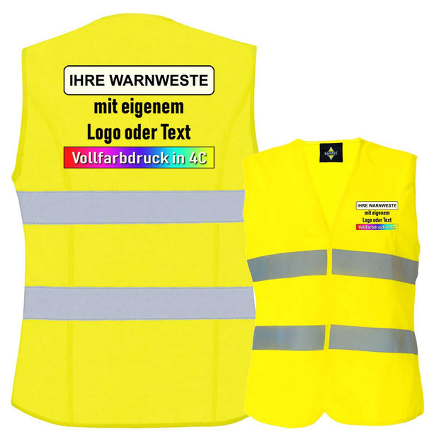 Korntex Frauen-Warnweste Frankfurt mit Reflexstreifen und Klettverschluss, tailliert und zertifiziert nach EN ISO 20471, aus 100% Polyester, optional mit Druck