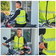 Unbedruckte Korntex Hi-Vis Mesh Test Warnweste “Naxos” - für Motorradfahrer mit zwei Leuchtstreifen und Reißverschluss