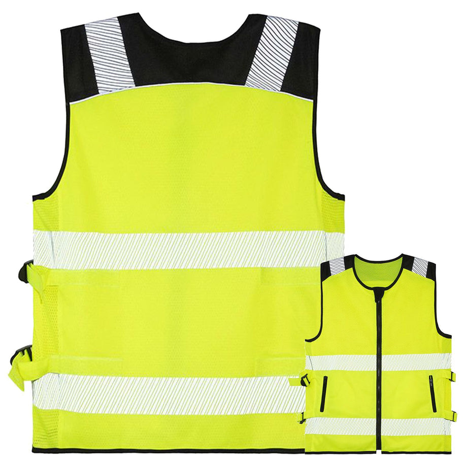 Unbedruckte Korntex Hi-Vis Mesh Test Warnweste “Naxos” - für Motorradfahrer mit zwei Leuchtstreifen und Reißverschluss