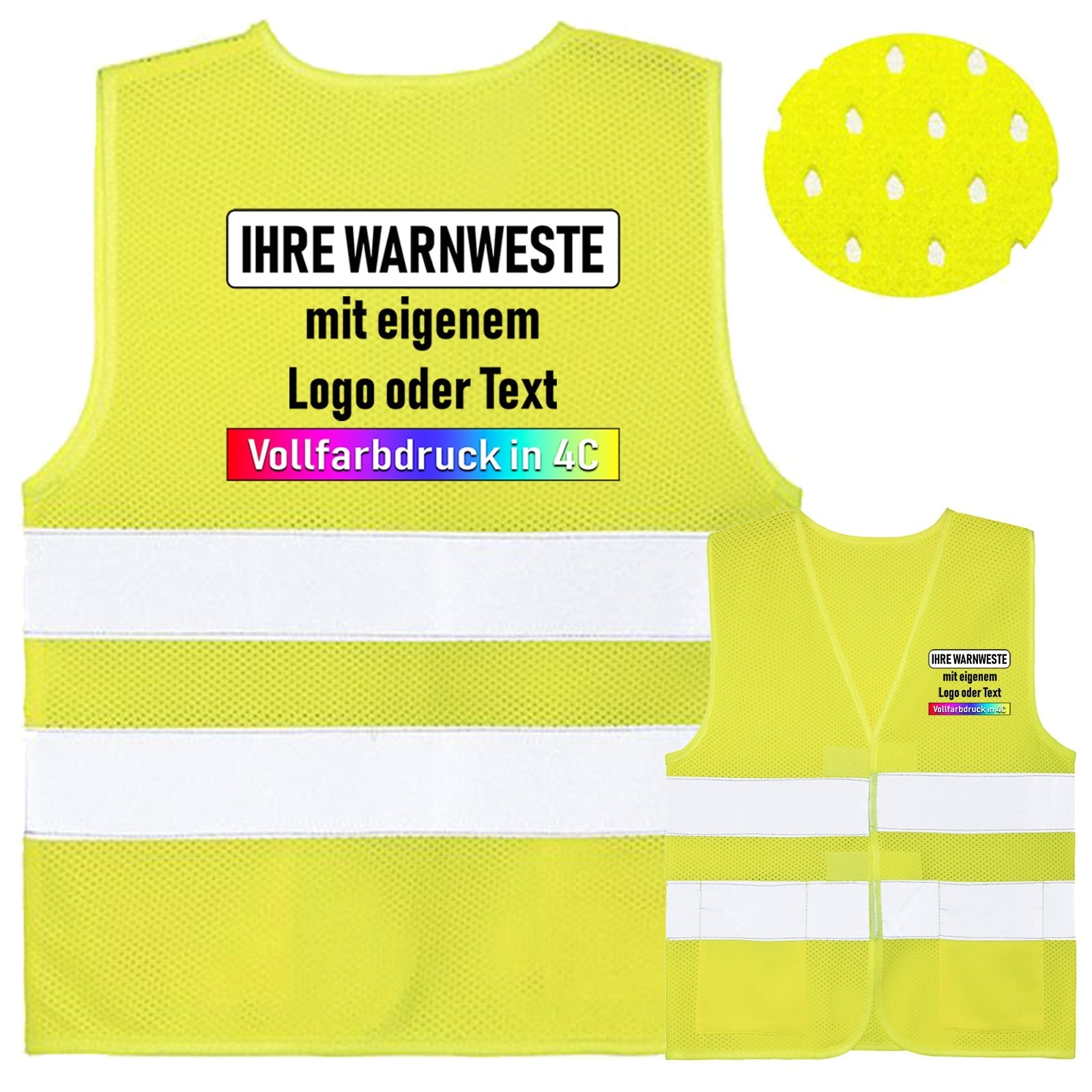 Korntex Kinder Mesh Warnweste „Korfu“ in Gelb mit Reflexstreifen und Taschen, atmungsaktiv und zertifiziert für Kinder von 3 bis 8 Jahren