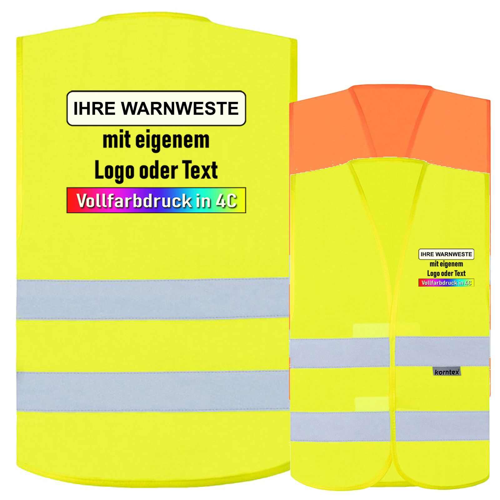 Warnweste Goeppingen aus Baumwollmischgewebe mit reflektierenden Streifen und verstellbaren Klettverschlüssen