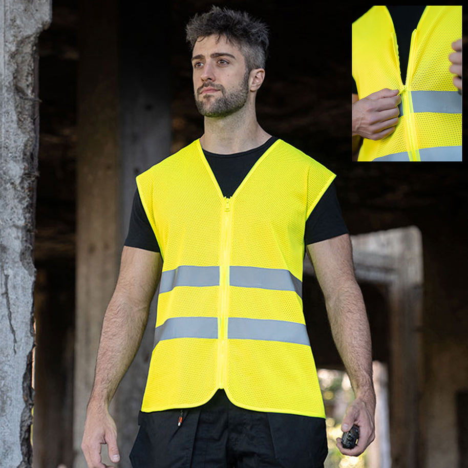 Korntex Mesh Warnweste mit Reißverschluss „Rhodes“ // Comfort-Fit // optional mit Druck
