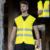 Korntex Mesh Warnweste mit Reißverschluss und drei Leuchtstreifen für hohe Temperaturen und bedruckbar