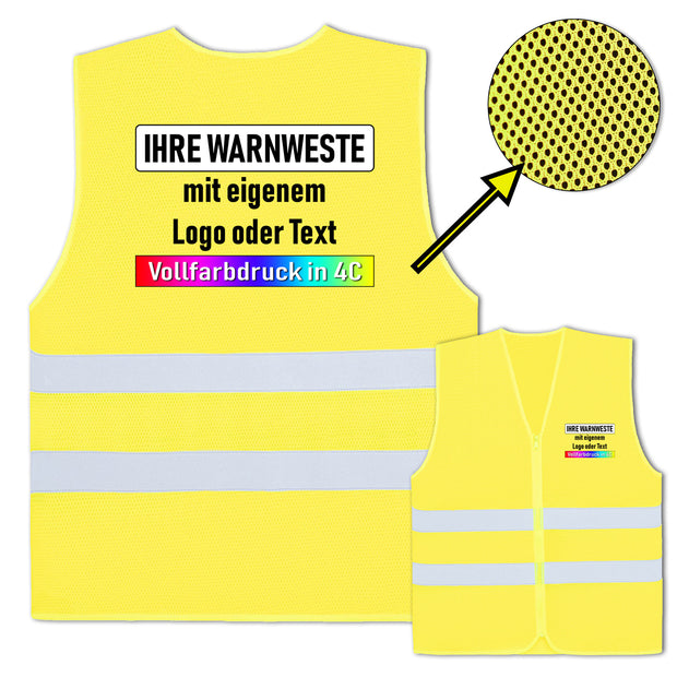 Korntex Mesh Warnweste mit Reißverschluss „Rhodes“ // Comfort-Fit // optional mit Druck