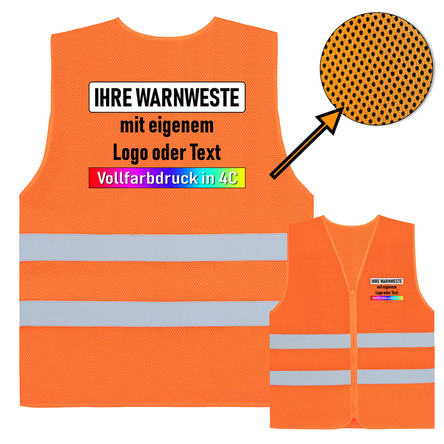 Korntex Mesh Warnweste mit Reißverschluss „Rhodes“ // Comfort-Fit // optional mit Druck