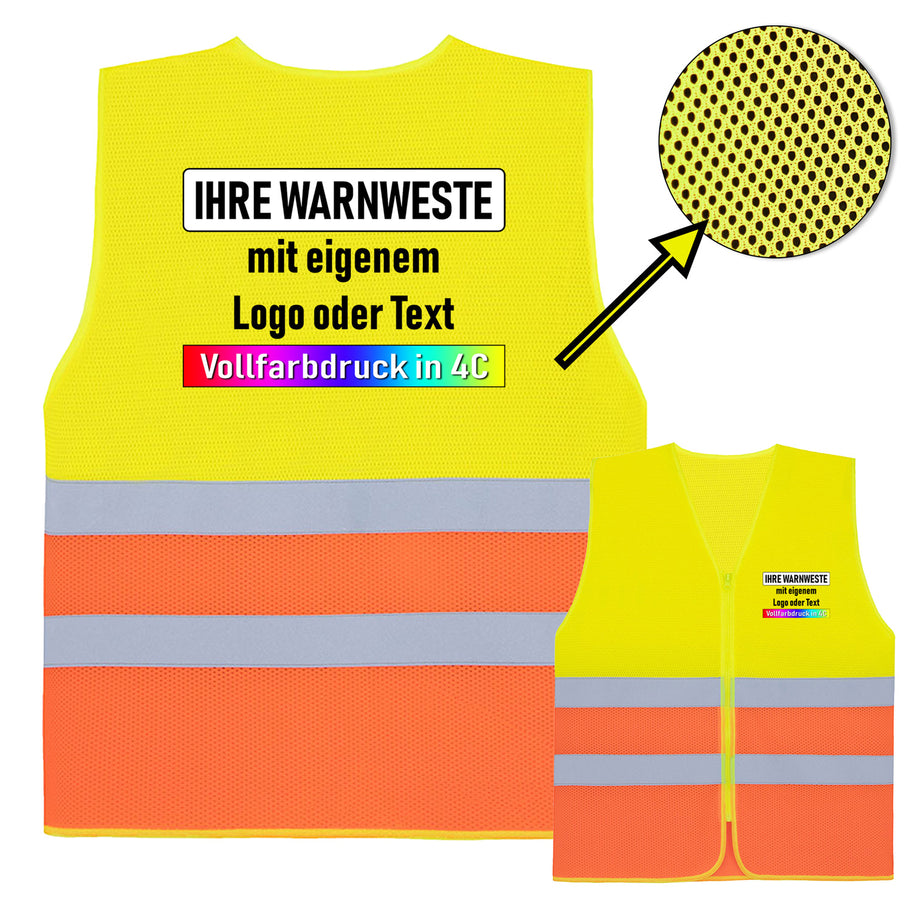 Korntex Mesh Warnweste mit Reißverschluss „Rhodes“ // Comfort-Fit // optional mit Druck