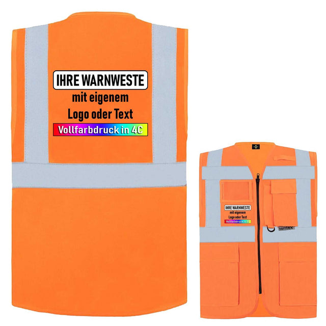 Korntex Multifunktionsweste Berlin mit Taschen, Reißverschluss und Leuchtstreifen in verschiedenen Farben und Größen