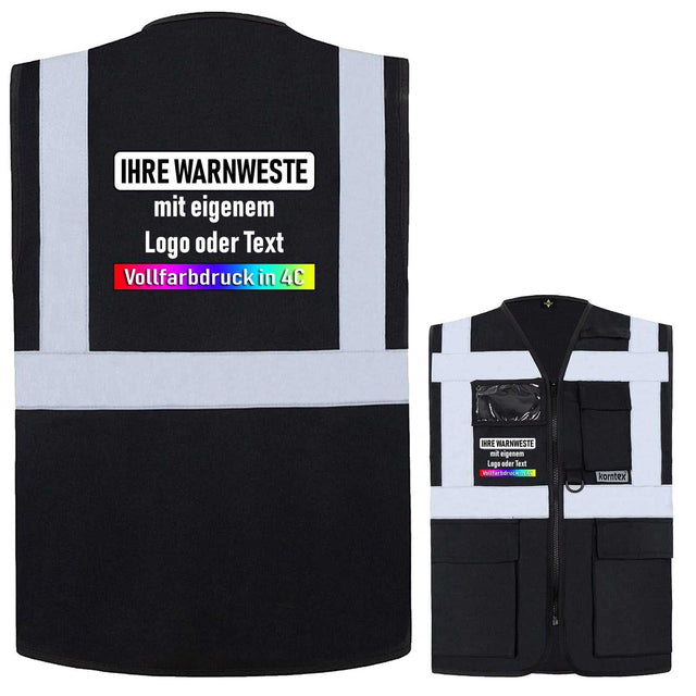 Korntex Multifunktionsweste Berlin mit Reißverschluss, Taschen und Leuchtstreifen in verschiedenen Farben und Größen