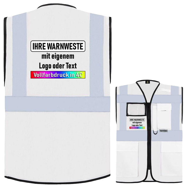 Korntex Multifunktionsweste Berlin mit Taschen, Reißverschluss und Leuchtstreifen in verschiedenen Farben und Größen