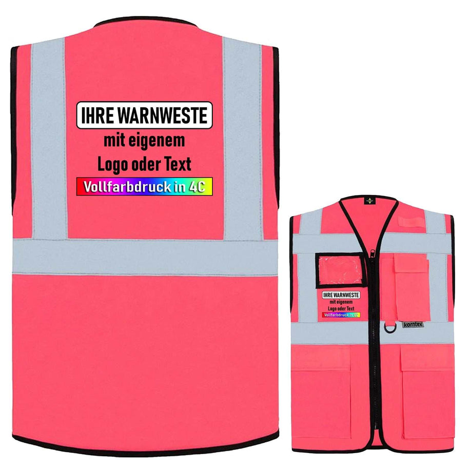 Korntex Multifunktionsweste Berlin mit Taschen, Reißverschluss und Leuchtstreifen in verschiedenen Farben und Größen