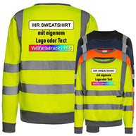 Korntex Hi-Vis Sweatshirt Limerick mit 4 reflektierenden Leuchtstreifen in Signalfarben und Rundhalsausschnitt
