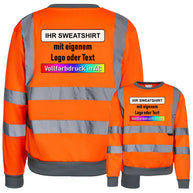 Korntex Sweatshirt Limerick Warnschutz in Signalfarben mit 4 reflektierenden Leuchtstreifen und Rundhalsausschnitt
