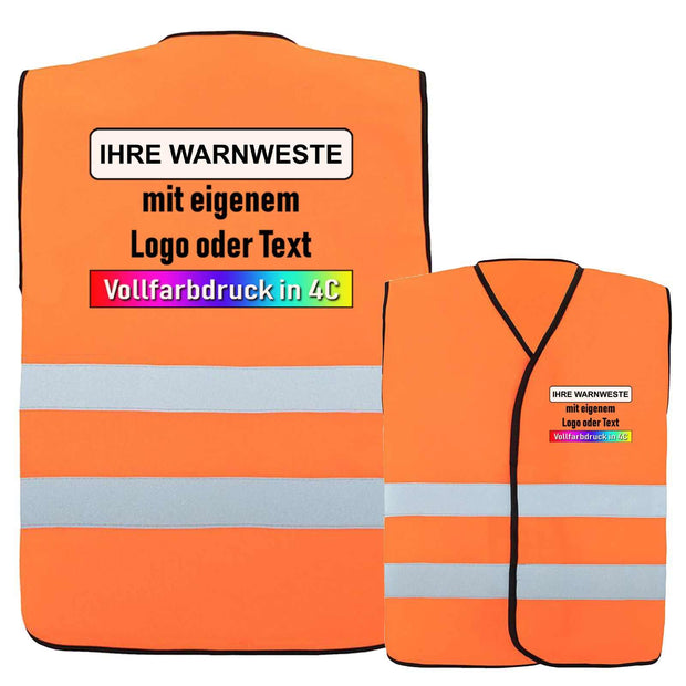 Korntex Warnweste Soltau Comfort-Fit mit schwarzen Saum und zwei Leuchtstreifen in vielen Größen und Farben, optional bedruckbar